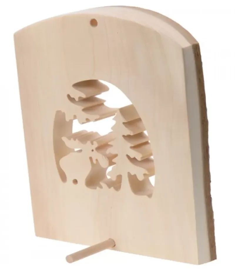 Waldfabrik, photophore en bois et étoile sapin de Noël Déco Bois En Ecorce, Motif Elan Dans La Foret, 18 Cm