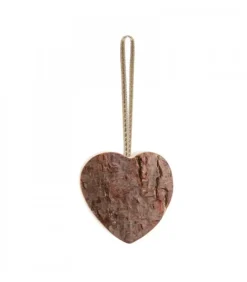 Waldfabrik, photophore en bois et étoile sapin de Noël Déco De Noël, Coeur En Bois A Suspendre A Ruban Dore, 6 Cm