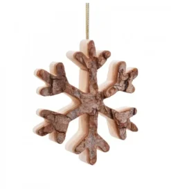 Waldfabrik, photophore en bois et étoile sapin de Noël Déco De Noël, Flocon De Neige En Bois A Suspendre, 7 Cm