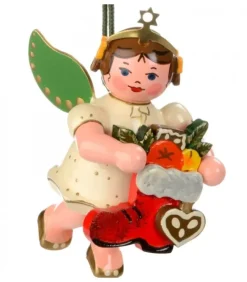 Hubrig, figurines pour enfant Déco Sapin De Noël, Ange Et Botte Rouge