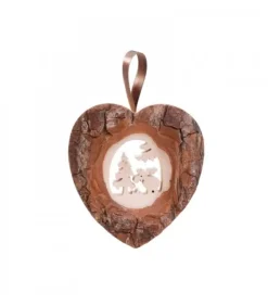 Waldfabrik, photophore en bois et étoile sapin de Noël Décoration Murale En Bois, Grand Coeur Motif Elan, 14,5 Cm