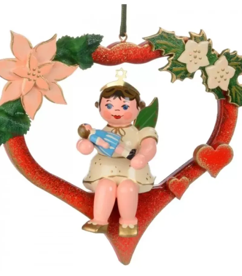 Hubrig, figurines pour enfant Décoration Sapin De Noël, Ange Dans Un Coeur Rouge