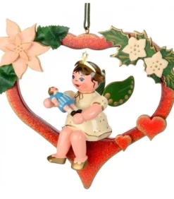 Hubrig, figurines pour enfant Décoration Sapin De Noël, Ange Dans Un Coeur Rouge
