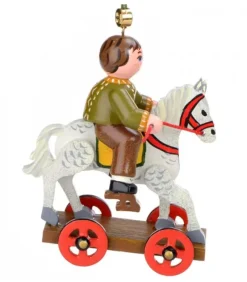 Hubrig, figurines pour enfant Décoration Sapin De Noël Vintage, Enfant Sur Un Cheval De Bois,