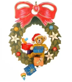 Hubrig, figurines pour enfant Décoration Sapin De Noël Vintage, Ourson Dans Couronne