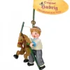 Hubrig, figurines pour enfant Décoration Sapin De Noël Vintage, Petit Garcon Sur Un Cheval En Bois