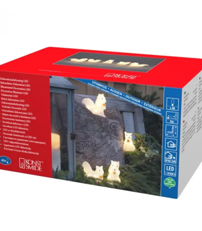 Konstsmide, guirlandes lumineuses de Noël Ecureuils Lumineux 12 Cm En Acrylique, 40 Diodes Blanc Chaud