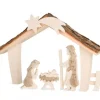 Waldfabrik, photophore en bois et étoile sapin de Noël Etable De Bethleem Avec Figurines En Ecorce, 17 Cm