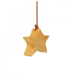 Waldfabrik, photophore en bois et étoile sapin de Noël Etoile En Bois D'Aulne A Suspendre, Asymetrique 6 Cm