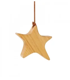 Waldfabrik, photophore en bois et étoile sapin de Noël Etoile En Bois D'Aulne A Suspendre, Asymetrique 7,5 Cm