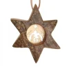 Waldfabrik, photophore en bois et étoile sapin de Noël Etoile En Bois, Motif Cisele Crèche, 7 Cm