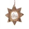 Waldfabrik, photophore en bois et étoile sapin de Noël Etoile En Bois, Motif Cisele Crèche Et Etoile, 10 Cm