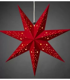 Konstsmide, guirlandes lumineuses de Noël Etoile Lumineuse 7 Branches En Papier Velours Rouge A Suspendre, 60 Cm