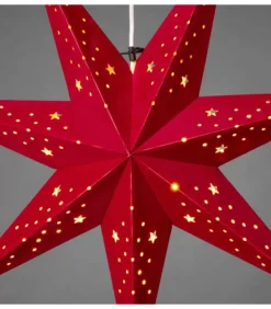 Konstsmide, guirlandes lumineuses de Noël Etoile Lumineuse 7 Branches En Papier Velours Rouge A Suspendre, 60 Cm