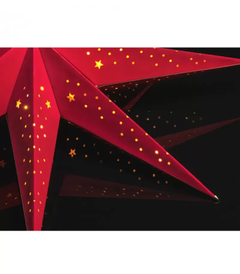 Konstsmide, guirlandes lumineuses de Noël Etoile Lumineuse 7 Branches En Papier Velours Rouge A Suspendre, 60 Cm