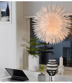 Konstsmide, guirlandes lumineuses de Noël Etoile Lumineuse Electrique En Papier A Suspendre, Blanche, 60 Cm