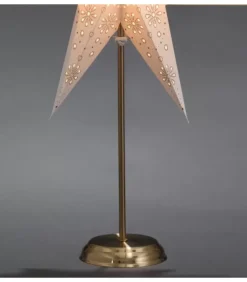 Konstsmide, guirlandes lumineuses de Noël Etoile Lumineuse Electrique 7 Branches En Papier, Blanche, Sur Pied Laiton, 48 Cm