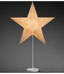 Konstsmide, guirlandes lumineuses de Noël Etoile Lumineuse Electrique 5 Branches En Papier, Blanche, Sur Pied Blanc, 46 Cm