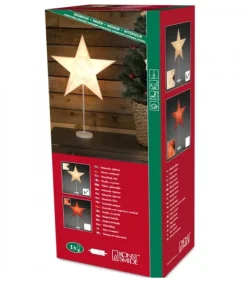 Konstsmide, guirlandes lumineuses de Noël Etoile Lumineuse Electrique 5 Branches En Papier, Blanche, Sur Pied Blanc, 46 Cm