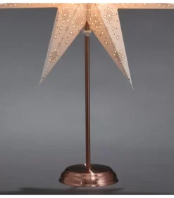 Konstsmide, guirlandes lumineuses de Noël Etoile Lumineuse Electrique 7 Branches En Papier, Blanche, Sur Pied Cuivre 48 Cm