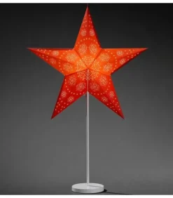 Konstsmide, guirlandes lumineuses de Noël Etoile Lumineuse Electrique 5 Branches En Papier, Rouge, Sur Pied Blanc, 46 Cm