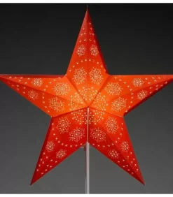 Konstsmide, guirlandes lumineuses de Noël Etoile Lumineuse Electrique 5 Branches En Papier, Rouge, Sur Pied Blanc, 46 Cm