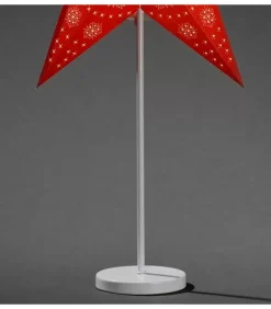 Konstsmide, guirlandes lumineuses de Noël Etoile Lumineuse Electrique 5 Branches En Papier, Rouge, Sur Pied Blanc, 46 Cm