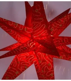 Riffelmacher et Weinberger Etoile Lumineuse Rouge En Papier 3D, A Suspendre, 45 Cm