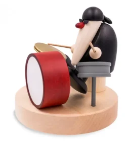 Köhler, Père Noël en bois Figurine Musicien Jazz, Batteur Devant Batterie