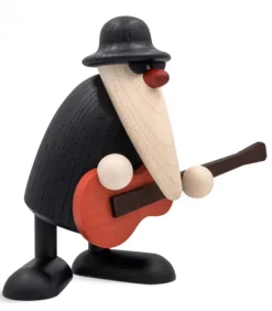 Köhler, Père Noël en bois Figurine Musicien Jazz, Guitariste Avec Guitare Rouge