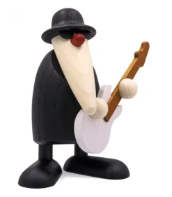 Köhler, Père Noël en bois Figurine Musicien Jazz, Guitariste Avec Guitare Blanche