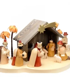 Richard Glasser, Pyramides de Noël allemandes Grande Crèche De Noël En Bois Avec Personnages