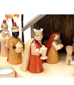 Richard Glasser, Pyramides de Noël allemandes Grande Crèche De Noël En Bois Avec Personnages