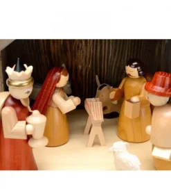 Richard Glasser, Pyramides de Noël allemandes Grande Crèche De Noël En Bois Avec Personnages