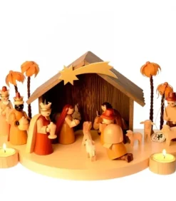 Richard Glasser, Pyramides de Noël allemandes Grande Crèche De Noël En Bois Avec Personnages