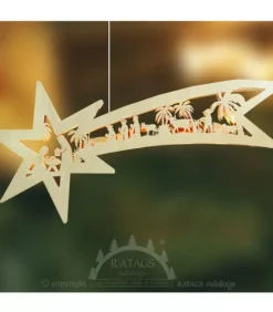 Ratags, décos de Noël lumineuses en bois Grande Etoile Lumineuse En Bois A Suspendre