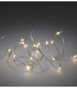 Konstsmide, guirlandes lumineuses de Noël Guirlande Led A Pile, 20 Diodes Ambrees, Fil Argente