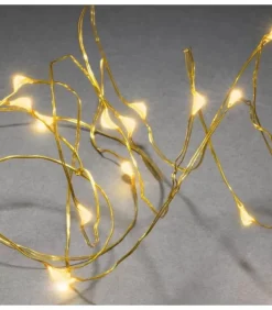 Konstsmide, guirlandes lumineuses de Noël Guirlande Led A Pile, 20 Diodes Ambrees, Fil Laiton