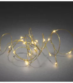 Konstsmide, guirlandes lumineuses de Noël Guirlande Led A Pile, 20 Diodes Ambrees, Fil Laiton