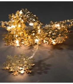 Konstsmide, guirlandes lumineuses de Noël Guirlande Lumineuse Décorative A Led, Flocons De Neige Metalliques Dores