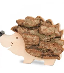 Waldfabrik, photophore en bois et étoile sapin de Noël Herisson En Bois Debout, 7,5 Cm