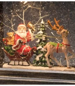 Konstsmide, guirlandes lumineuses de Noël Lanterne À Neige A Led Avec Père Noël Dans Son Traineau, 25 Cm