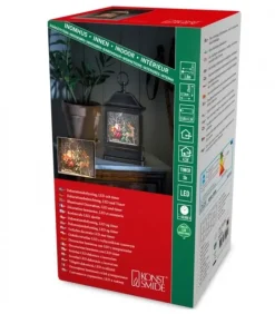 Konstsmide, guirlandes lumineuses de Noël Lanterne À Neige A Led Avec Père Noël Dans Son Traineau, 25 Cm