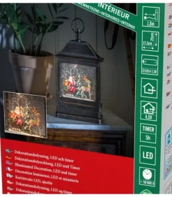 Konstsmide, guirlandes lumineuses de Noël Lanterne À Neige A Led Avec Père Noël Dans Son Traineau, 25 Cm