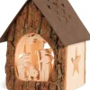 Waldfabrik, photophore en bois et étoile sapin de Noël Lanterne Crèche De Noël Avec Figurines Ciselees, 14 Cm