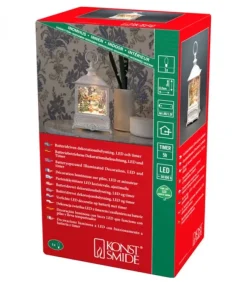 Konstsmide, guirlandes lumineuses de Noël Lanterne De Noël Blanche, Père Noël Volant Au-Dessus D'Un Village