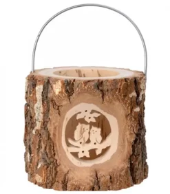 Waldfabrik, photophore en bois et étoile sapin de Noël Lanterne Photophore En Bois, Couple D'Hiboux