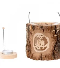 Waldfabrik, photophore en bois et étoile sapin de Noël Lanterne Photophore En Bois, Couple D'Hiboux