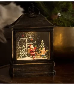Konstsmide, guirlandes lumineuses de Noël Lanterne Père Noël Sous LÀ Neige Avec Enfant, 25 Cm