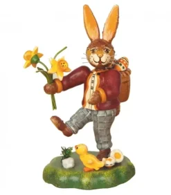Hubrig, figurines pour enfant Lapin De Paques En Bois Avec Narcisse